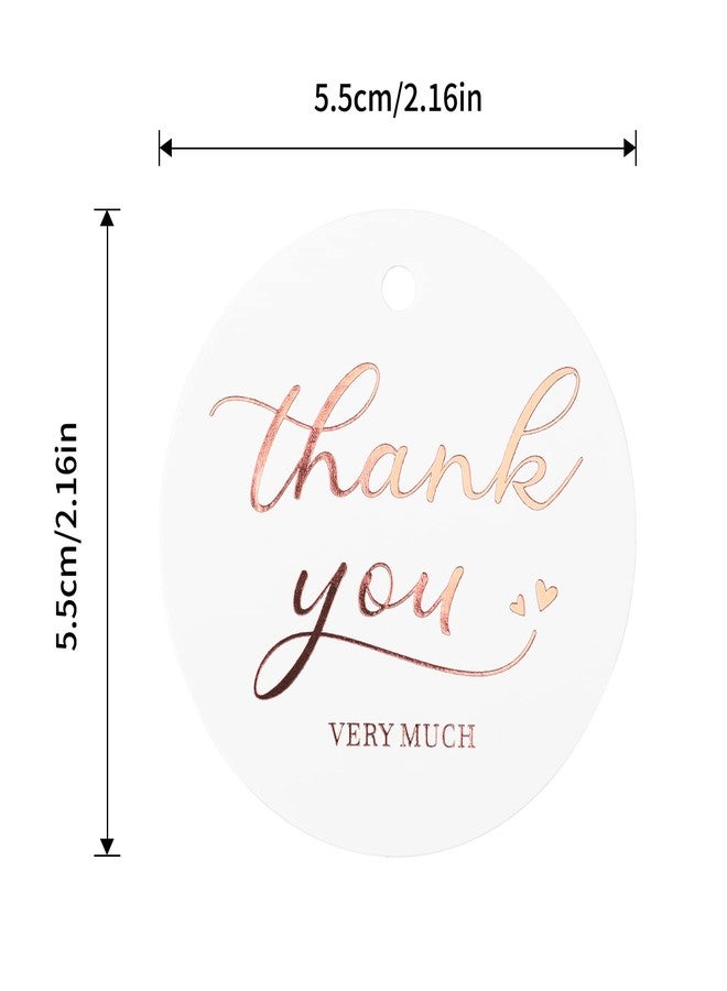 جيجاكرافت بطاقات شكر من jijAcraft، 100 قطعة، مع خيط، بطاقات هدايا "شكرًا جزيلًا"، بطاقة دائرية من رقائق الذهب الوردي، بطاقة هدايا شخصية، بطاقة تعليق من الورق الأبيض لحفلات الزفاف وأعياد الميلاد وحفلات استقبال المولود. - Image 3